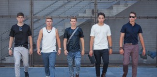 Five Models and Two Pugs 5 guys and 2 pugs