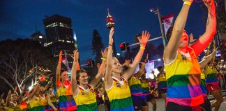 Momentum Picks Up Towards A Packed Sydney Mardi Gras in 2016 Australian Rules Football Female league competitiors march from Hyde Park