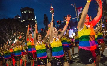 Momentum Picks Up Towards A Packed Sydney Mardi Gras in 2016 Australian Rules Football Female league competitiors march from Hyde Park