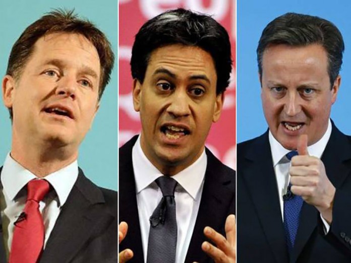 Uk leaders, Nick Clegg, Ed Miliband & David Cameron