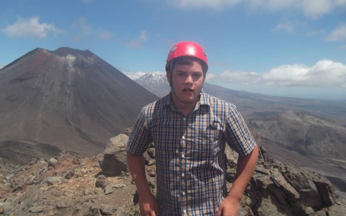 Jacob Angus on summit of Mt Tongariro - supplied