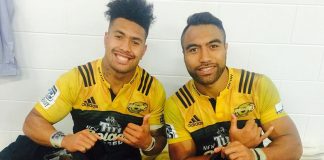 Kiwi Super Rugby Teams Embrace Diversity By Wearing Rainbow Laces Victor Vito and Ardie Savea with their rainbow laces supporting diversity after their Super Rugby match - Source: Instagram @victorvito1103