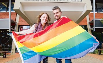 Rural City Flies The Flag Against Homophobia, Transphobia and Biphobia Ali Cupper and James Price from Mildurs Pride Reference Group - Sunraysia Daily