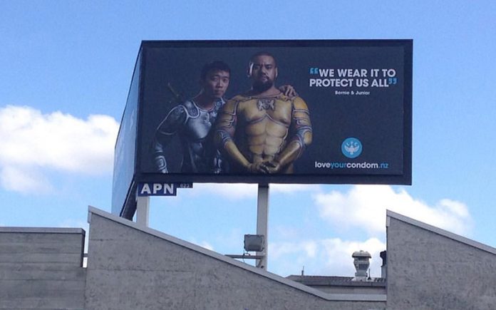 Bernie Lee on a billboard in Auckland