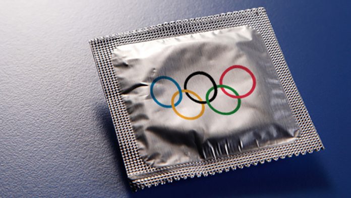 olympic flag condom packet