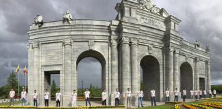 World Pride Head Calls on Mr Gay World Delegates to be Beacons for Gay Rights 2017 Mr Gay World delegates standing in front of a replica of the Madrid Puerta de Alcalá at the Parque Europa on the outskirts of Madrid. (Mr Gay World)