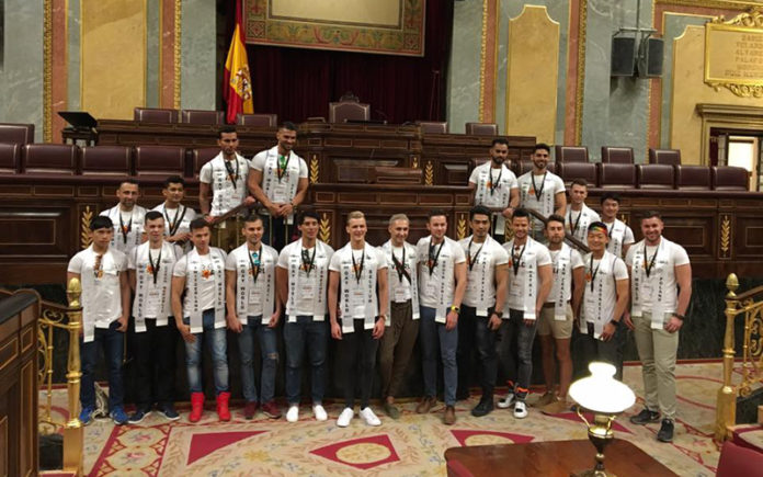 Mr Gay World 2017 Delegates on the floor of the Spain National Congress (Mr Gay World)