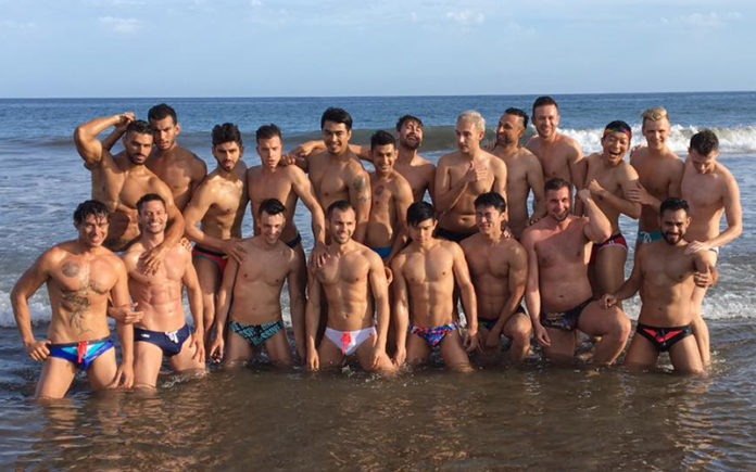 Group photo from the beach photoshoot yesterday of all 21 delegates. (Mr Gay World)