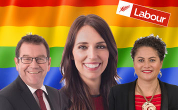 Labour’s Rainbow Policy Pledge: To End HIV in New Zealand by 2025. Grant Robertson, Jacinda Adern and Louisa Wall