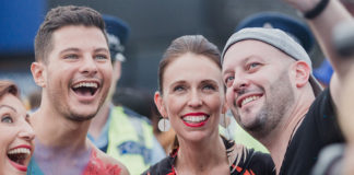 History Made: Jacinda Ardern First PM To March In Auckland Pride Parade New Zealand Prime Minister Jacinda Ardern at the Auckland Pride Parade grabbing a selfie with Mr Gay Pride Australia 2018 Jordan Bruno - Source: Maria Ligaya http://www.marialigayaphotography.com