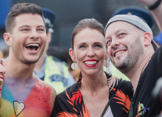 History Made: Jacinda Ardern First PM To March In Auckland Pride Parade New Zealand Prime Minister Jacinda Ardern at the Auckland Pride Parade grabbing a selfie with Mr Gay Pride Australia 2018 Jordan Bruno - Source: Maria Ligaya http://www.marialigayaphotography.com