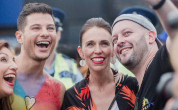 History Made: Jacinda Ardern First PM To March In Auckland Pride Parade New Zealand Prime Minister Jacinda Ardern at the Auckland Pride Parade grabbing a selfie with Mr Gay Pride Australia 2018 Jordan Bruno - Source: Maria Ligaya http://www.marialigayaphotography.com