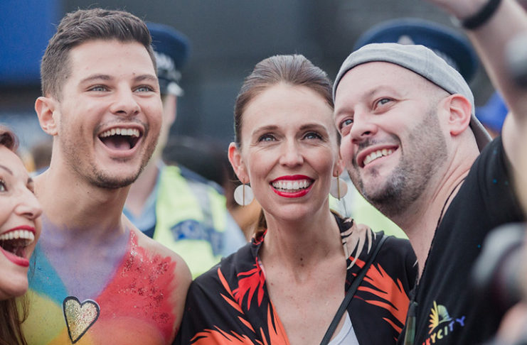 History Made: Jacinda Ardern First PM To March In Auckland Pride Parade New Zealand Prime Minister Jacinda Ardern at the Auckland Pride Parade grabbing a selfie with Mr Gay Pride Australia 2018 Jordan Bruno - Source: Maria Ligaya http://www.marialigayaphotography.com