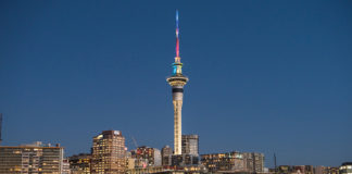 Skycity Announced As Official Partner For Mr Gay NZ 2018 SKYCITY Tower in rainbow colours
