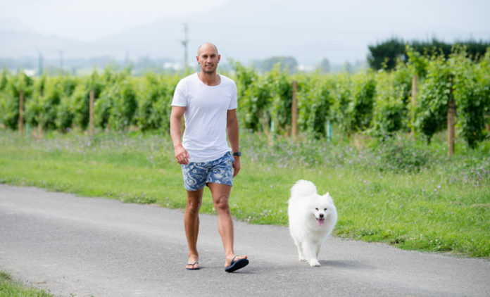 Ricky Devine-White with his dog (Supplied