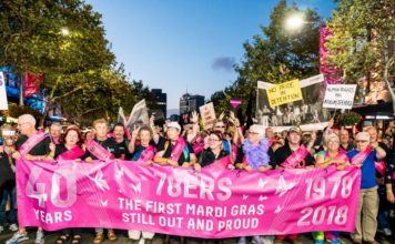 Record Numbers Celebrate Mardi Gras 40th Anniversary 78ers at Sydney Mardi Gras 2018 - Photos by Jeffrey Feng Photography.