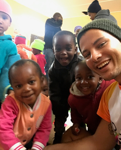 Mr Gay World 2018 Jordan Bruno visiting an orphanage in Knysna (Supplied)