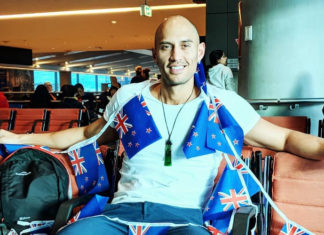 Ricky Devine-White Jets Off in an Effort to Win New Zealand’s Third Mr Gay World Ricky Devine-White, at the airport preparing to fly to South Africa for Mr Gay World (Instagram)