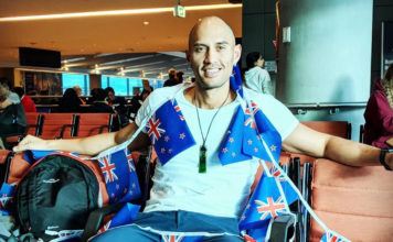 Ricky Devine-White Jets Off in an Effort to Win New Zealand’s Third Mr Gay World Ricky Devine-White, at the airport preparing to fly to South Africa for Mr Gay World (Instagram)