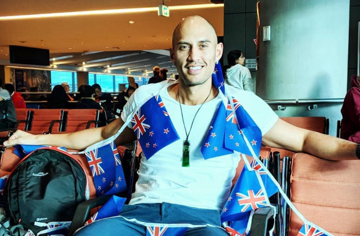 Ricky Devine-White Jets Off in an Effort to Win New Zealand’s Third Mr Gay World Ricky Devine-White, at the airport preparing to fly to South Africa for Mr Gay World (Instagram)
