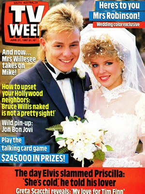 TV Week cover of Scott and Charlene's wedding on 27 June 1987. (Source: TV Week, 27 June 1987)