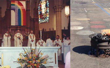 Rainbow Flag Exorcised and Burned by Catholic Priest Rainbow Flag burned by Chicago Catholic Priest