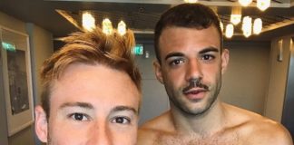 Retired Australian Gold Medal Diver Matthew Mitcham Is Engaged Newly engaged Matthew Mitcham and Luke Rutherford (Instagram)