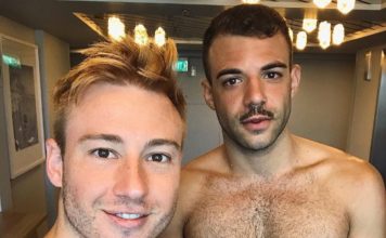 Retired Australian Gold Medal Diver Matthew Mitcham Is Engaged Newly engaged Matthew Mitcham and Luke Rutherford (Instagram)