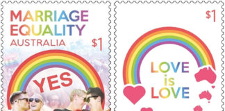 Marriage Equality Licked with Commemorative Stamps Marriage Equality Stamps