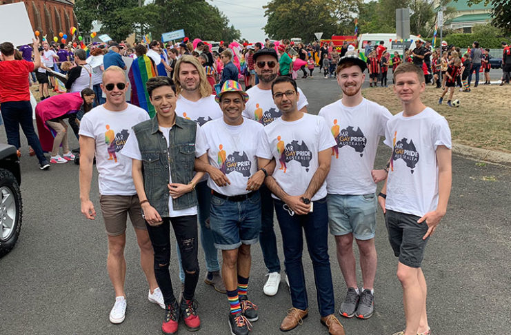 HAY TO HOST MR GAY PRIDE AUSTRALIA 2020 Mr Gay Pride Australia 2019 delegates prepare to march at the Chillout Festival march in Daylesford.