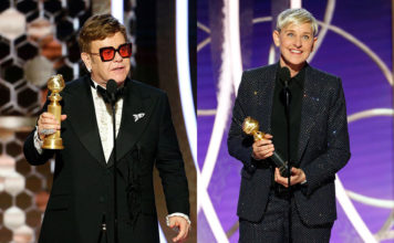 Ellen and Elton Lead the Way at the Golden Globes Elton John and Ellen Degeneres at Golden Globe Awards