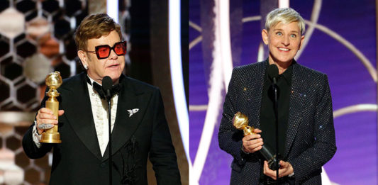 Elton John and Ellen Degeneres at Golden Globe Awards