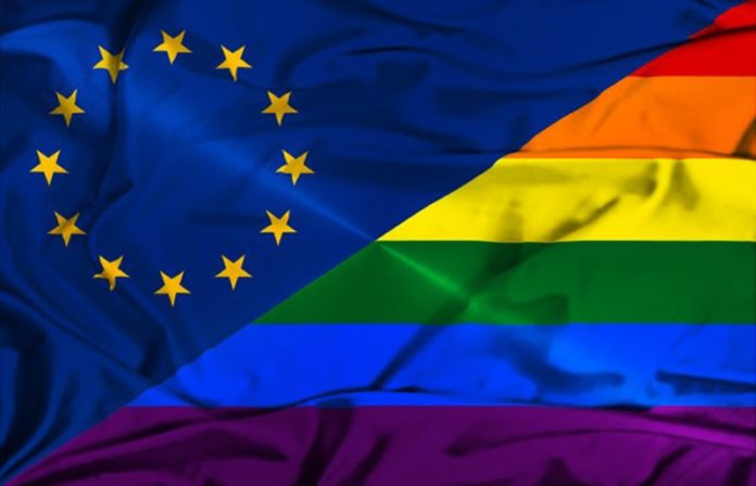 eu and lgbtiq flags