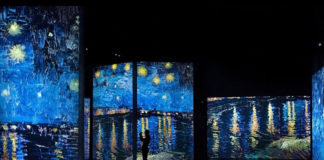 Vincent Van Gogh Shines Amidst Shipping Containers and the Night Sky Van Gogh alive