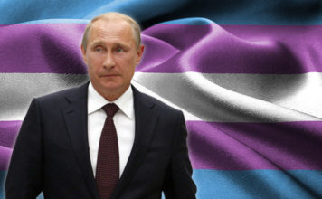 Russian Legislation Declares War on Trans People putin and trans flag