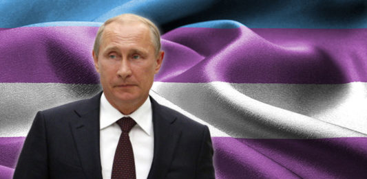 putin and trans flag