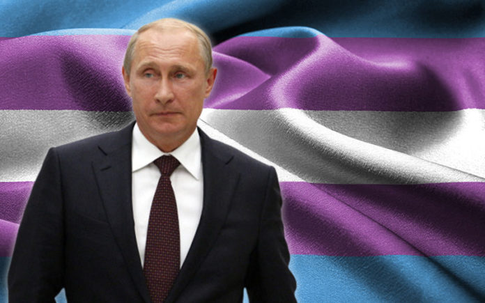 putin and trans flag