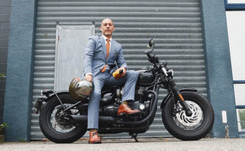 Distinguished Gentlemen and Women Ride For Men’s Health Distinguished Gentleman's Ride Danilo David with his Triumph Black Bobber. (Supplied)