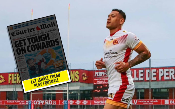 Israel Folau playing for Catalan Dragons