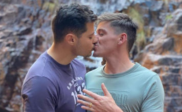 Former Mr Gay World Gets Engaged in the Most Aussie Place Ever Jordan and Dane at Amaroo Falls after getting engaged (Instagram)