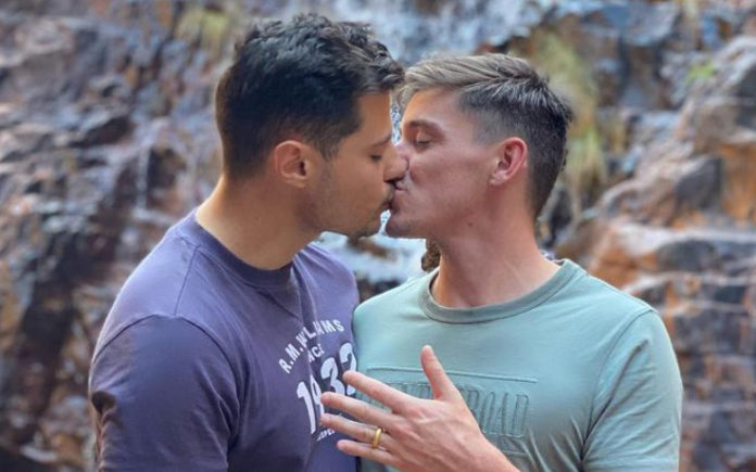 Jordan and Dane at Amaroo Falls after getting engaged (Instagram)