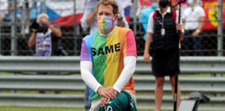 Vettel Takes Stand Against Homophobic Hungary, F1 and FIA Missing in Action Sebastian Vettel during the Hungarian National Anthem at the Hungarian Grand Prix. (Instagram)