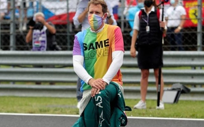 Sebastian Vettel during the Hungarian National Anthem at the Hungarian Grand Prix. (Instagram)