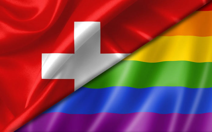 Swiss and rainbow flag