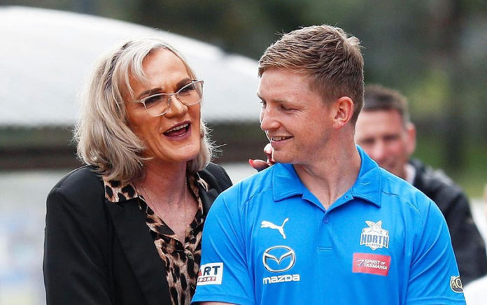 Former player and coach Dani Laidley with North Melbourn star player Jack Ziebell. (AFL - Instagram)