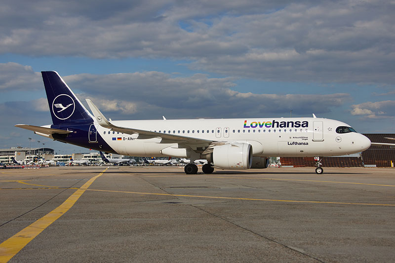 German airline Lufthansa renamed their Airbus A320neo aircraft Lovehansa (Supplied)