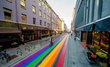 Road Turned Rainbow in Front of Terror Attack Pub Rainbow street in Oslo (Image: Photo: Stian Lysberg Solum / NTB)