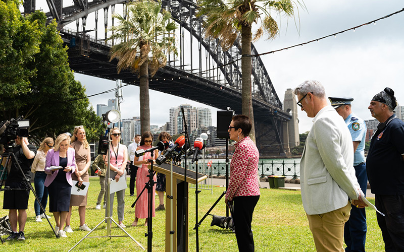 Superintendent Anthony Bell, NSW Police Clover Moore, City of Sydney Lord Mayor, Fortunato Foti, Foti International Fireworks (Nick Langley - City of Sydney)