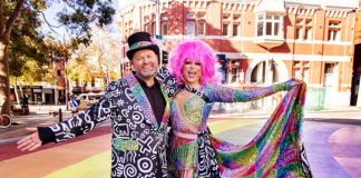 Conchita Wurst Headlines Sydney WorldPride Villages Daniel Clarke and Ben Graetz (in drag as his alter ego Miss Ellaneous) at Taylor Square for Pride Villages - Credit: Anna Kucera