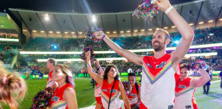WorldPride: Sydney Swans and Los Angeles Rams Team Up Sydney Swans marching in the 2022 Sydney Mardi Gras. (Sydney Mardi Gras)